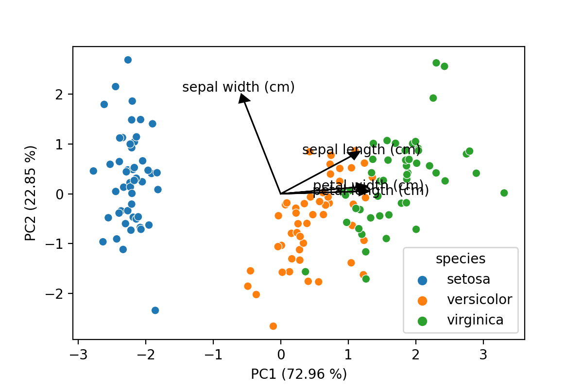 PCA plot with loadings and explained variance included as is the norm form PCA plots in scientific literature