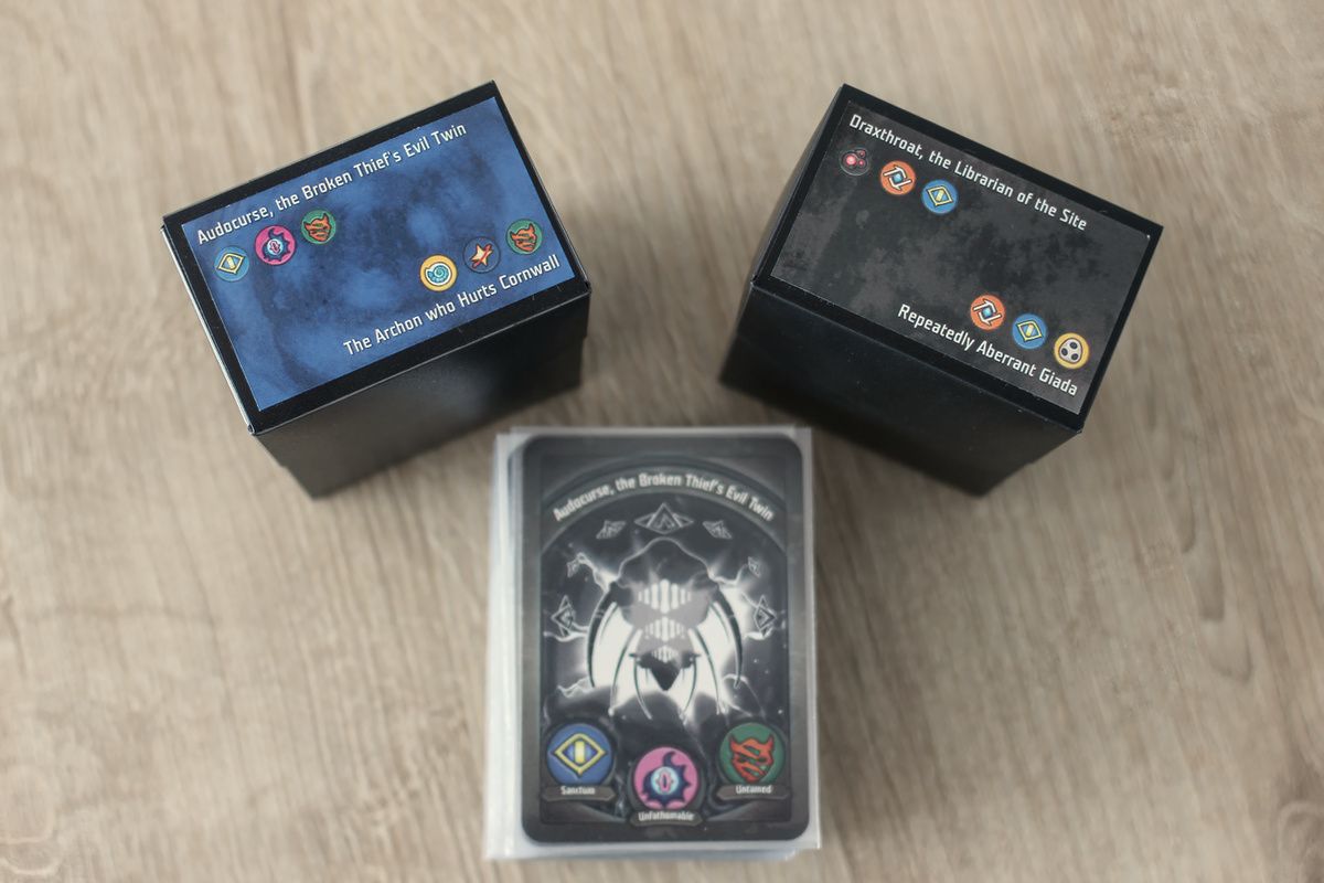 Most recent additions to my KeyForge decks nicely labeled