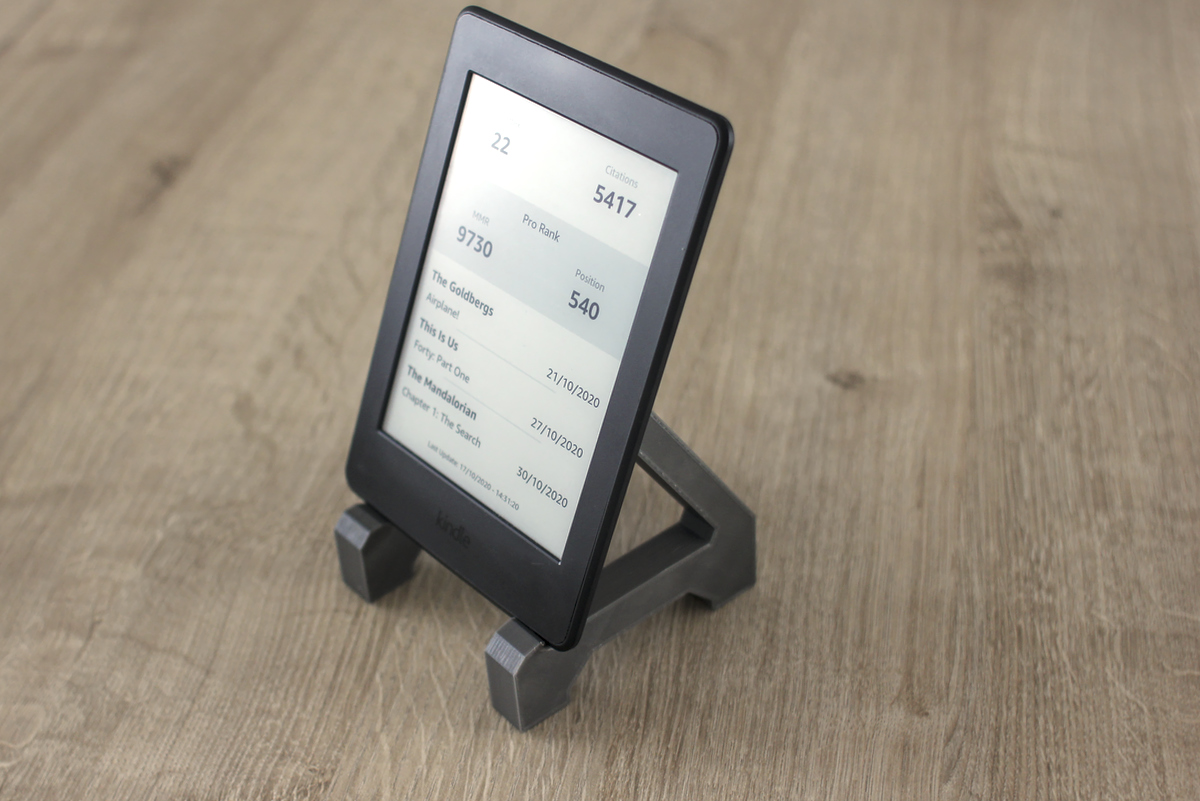 3D printed stand for my kindle which was turned into a dashboard
